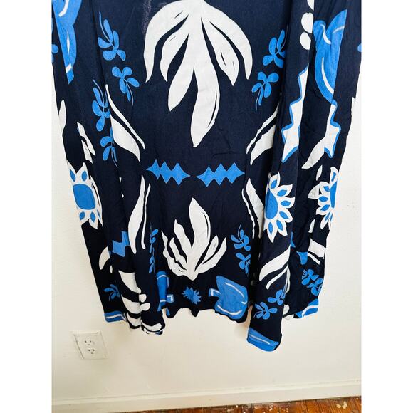 FIFTEEN TWENTY Blue Black Abstract Floral Print Side Slit Lexi Skirt Size XL - Picture 5 of 13